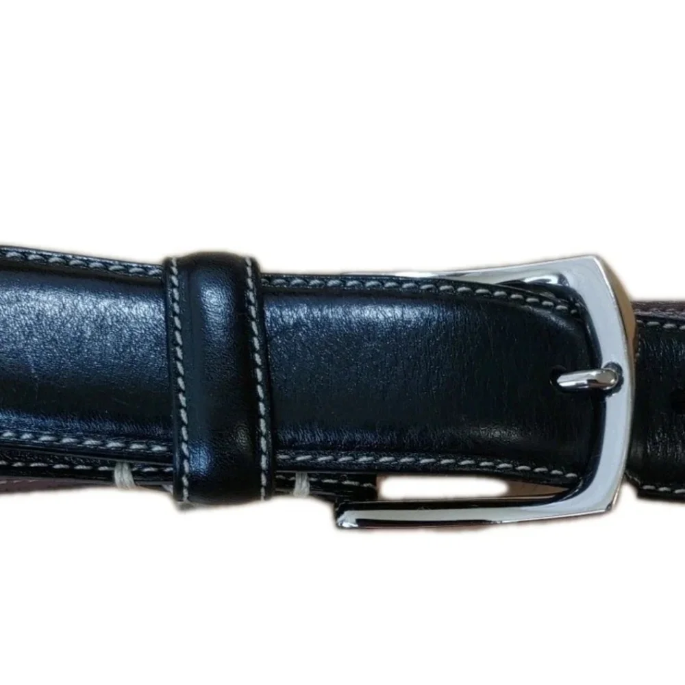 Torino Tumbled Glove Leather Belt Men Sz 36 Black Square Nickel Buckle Western